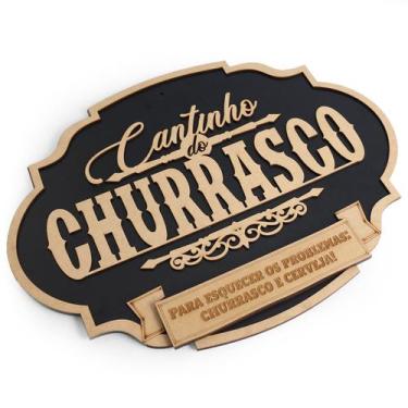 Imagem de Cantinho Do Churrasco Placa Decorativa 40x30 Alto Relevo Mdf - Yper Cr