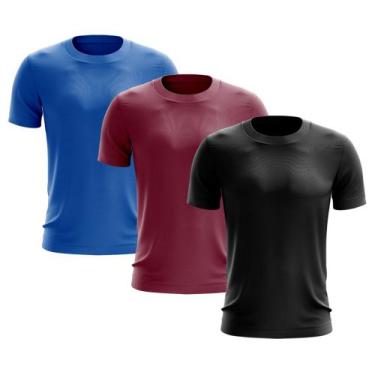 Imagem de Kit 3 Camisetas Masculina Manga Curta Dry Básica Lisa Proteção Solar U