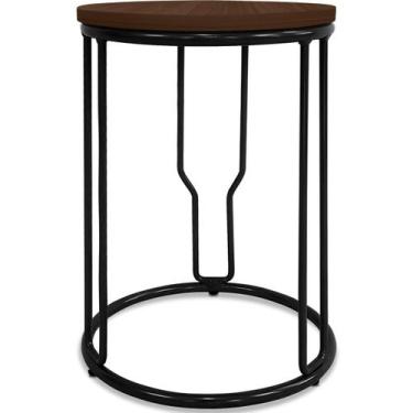 Imagem de Banco Banquinho Baixo Redondo Uganda Cozinha Área De Lazer Preto - Gen