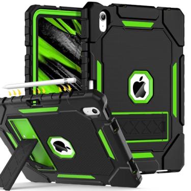 Imagem de Capa Grifobes para iPad A16 11ª geração 11 polegadas 2025 / iPad 10ª geração 11 polegadas 2022, capa resistente à prova de choque de grau militar com suporte de lápis para iPad 11/10 (preto + verde)