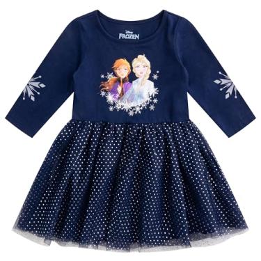 Imagem de Disney Vestido tutu infantil Frozen Elsa e Anna para crianças pequenas, Azul marino, 6