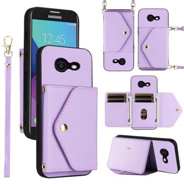 Imagem de Dswteny Capa carteira para Samsung Galaxy J7 Prime 2017 J 7 Skypro Sky Pro J7V V S727VL com alça de ombro, capa de telefone de couro com suporte para cartão de crédito para Halo 7J Perx J7prime