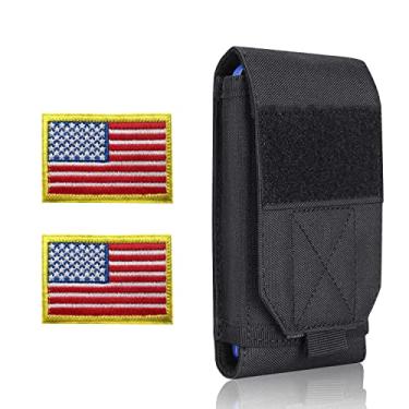 Imagem de Heyqie Capa preta tática Molle para celular, bolsa resistente à prova d'água para iPhone 11 12 13 Pro Max para Samsung S22 S21 S20 FE Note 20 A02S menos telefone de 6,7 polegadas com 2 pacotes de