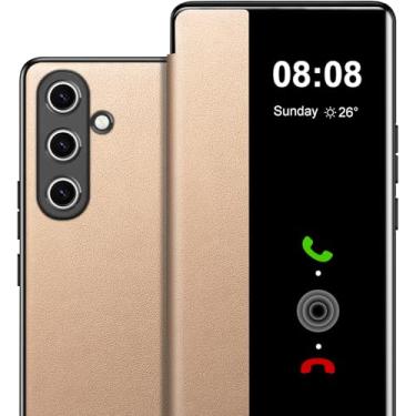 Imagem de Capa flip de couro para Samsung Galaxy S24 Clear S-View, Touchable View para Samsung Galaxy S24 Capa de telefone Smart Window Hard Slim Flip Capa protetora à prova de choque Galaxy S24 5G