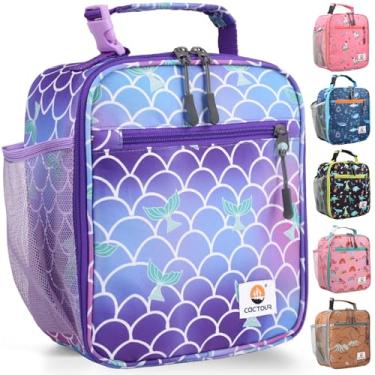 Imagem de Lancheira infantil CaCTOUR, lancheira com isolamento premium para meninas e meninos, bolsa macia, mini cooler, lancheira térmica volta às aulas reutilizável para trabalho e escola piquenique (sereia)