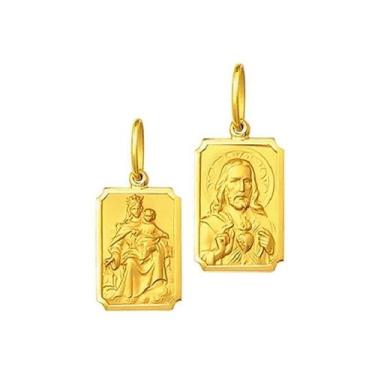 Imagem de 1 Medalha Escapulário Retangular Grande 1,90 centímetros Ouro 18K K280
