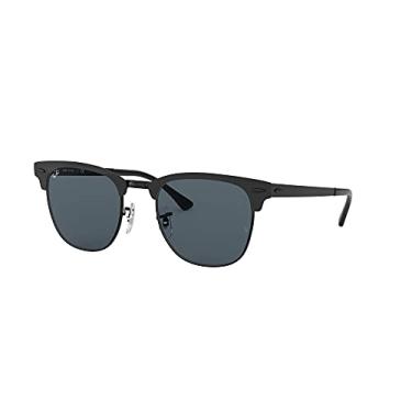 Imagem de Ray-Ban Clubmaster Óculos de Sol de Metal com Lentes Polarizadas Pretas, Preto Fosco, 51mm, Unissex-Adultos, Estilo Retrô