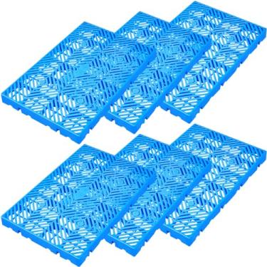 Imagem de Menkxi Paletes de plástico PEAD de 6 peças de paletes de ventilação à prova d'água leve e respirável para garagens, cozinha, supermercado, armazenamento ao ar livre, armários de porão (23,6 x 15,7 x 2