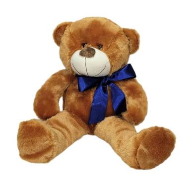 Imagem de Urso leo caramelo, decoração quarto de bebê 50cm - XU BABY, Laço marin