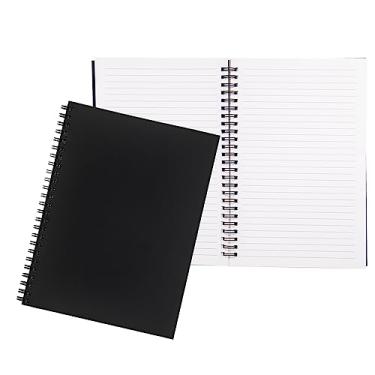 Imagem de Ykimok Pacote com 2 cadernos pautados para faculdade, caderno espiral de capa preta macia, bloco de notas de anotações, caderno de anotações, diário de negócios para estudantes, escritório, diário, espiral, 100 páginas, 50 folhas, 19 x 12 cm