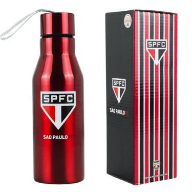 Imagem de Garrafa Inox Tampa Rosqueável Cordão São Paulo Tricolor 600ml - Mileno