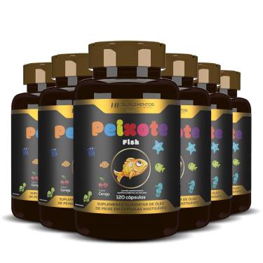 Imagem de 6x PEIXOTE OMEGA 3 KIDS MASTIGAVEL 120CAPS HF SUPLEMENTOS-Unissex