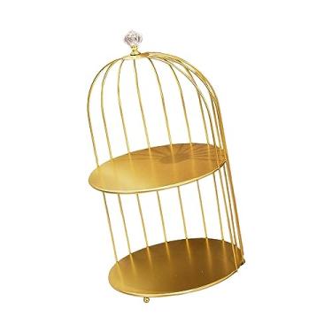 Imagem de Organizador de c?moda de de, suporte de maquiagem de banheiro, batom de perfume nórdico cosméticos rack de armazenamento de ferro, ouro branco 2 camadas/799(Ouro 2 níveis)