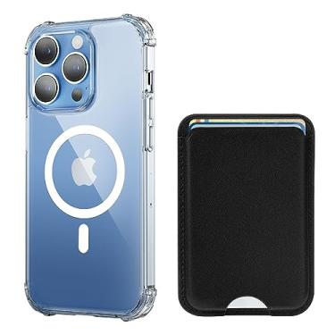 Imagem de Siaincsy Capa magnética 2 em 1 para iPhone 13 Pro, fina, transparente com porta-cartão, carteira de couro, antiamarelamento e teste de queda de grau MIL, compatível com MagSafe -6,1 polegadas, preta