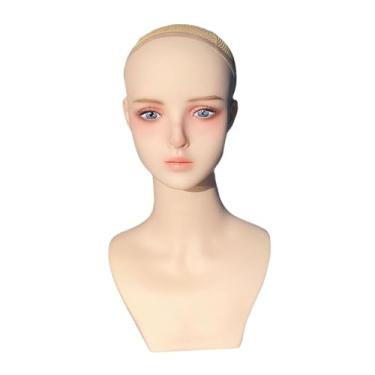 Imagem de Zialofi Exibição de perucas Cosmetologia Extensão de cílios Suporte de exibição Cabeça de manequim Cabeça de manequim feminina careca para boné Chapéu Óculos