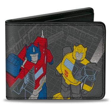 Imagem de Carteira Hasbro, Bifold, Transformers Optimus Prime e Bumblebee feitas para grandiosidade, couro vegano, Cinza, 4.0" x 3.5", Casual