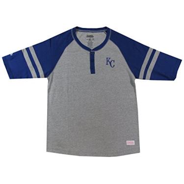 Imagem de MLB Kansas City Royals Camiseta feminina colorblock Henley, cinza, pequena