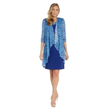 Imagem de R&M Richards Vestido feminino de crochê tie-dye de duas peças, Turqouise/azul, 38