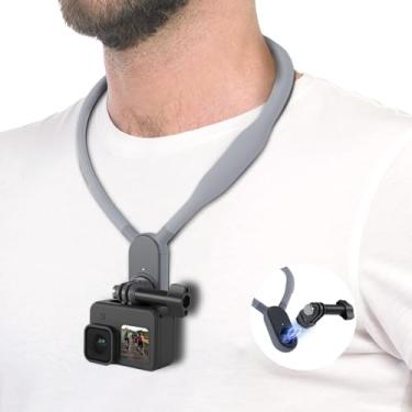 Imagem de AFAITH Suporte de pescoço para GoPro, Primeira Pessoa POV Vlog Flexível Magnético Dobrável Selfie Suporte para Telefone e Hero13/12/11/10/9/8/7/6 Preto, OSMO DJI Action 3/4 e outras câmeras de ação