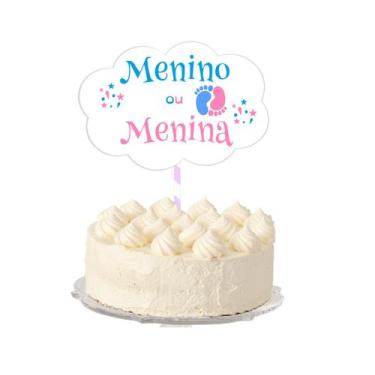 Imagem de Topo de Bolo Chá Revelação Personalizado - Folia de Cores