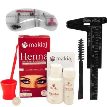 Imagem de Henna Makiaj Sobrancelha Com Kit Designer Paquimetro Pincel Duplo e 6 