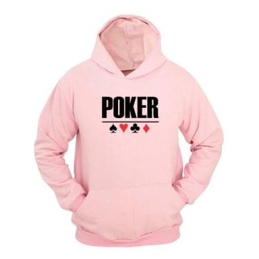 Imagem de Moletom Masculino Canguru Com Capuz Estampa Poker - Ragor, Rosa, P
