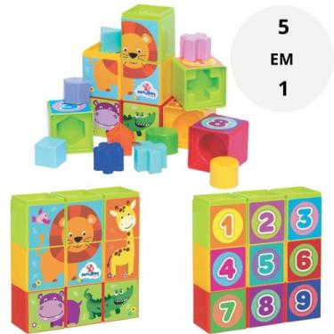 Imagem de Brinquedo Educativo Cubinhos Bebe Montar Empilhar Formas  - Mercotoys 