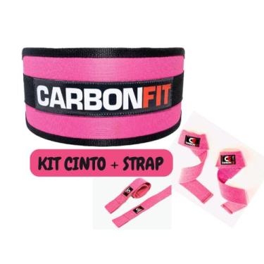 Imagem de Kit cinto fivela +01 par strap - carbonfit, Rosa, Rosa, M
