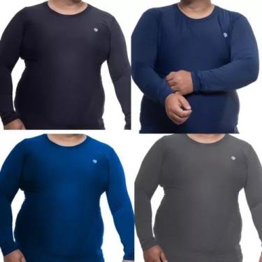 Imagem de Kit 4 Camisa Térmica Masculina plus size Proteção Solar Segunda Pele -