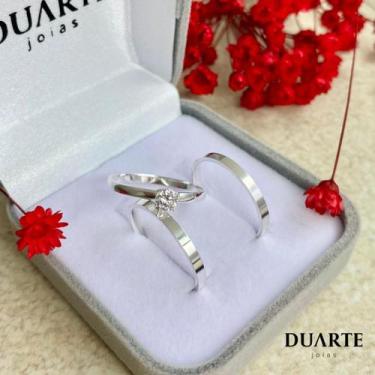 Imagem de Par de Alianças para Namoro em prata 950 - 2mm  Paris  - Duarte Joias