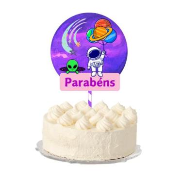 Imagem de Topo de Bolo Astronauta Menina Personalizado - Folia de Cores