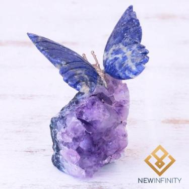 Imagem de Borboleta Sodalita e Ametista Decoração Pedra Natural - New Infinity, 
