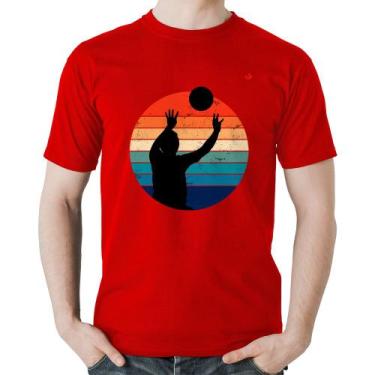 Imagem de Camiseta Algodão Vôlei Vintage Sunset - Foca na Moda, Vermelho, P