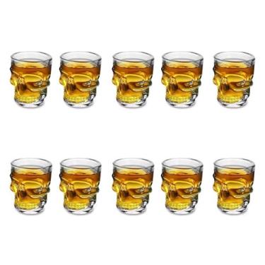 Imagem de 10un COPO VIDRO DOSE SHOT CAVEIRA 50ML CACHAÇA TEQUILA - Rio Tijucas