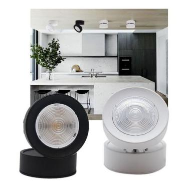Imagem de Kit 5x Spot Led Redondo Direcionável Teto Luz Sobrepor 7w - Embralumi,