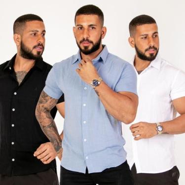 Imagem de Kit 3 Camisas Masculina Viscolinho Manga Curta - Urban Zone Jeans, 1 p