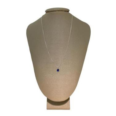 Imagem de Colar Diamantado Prata 925 Zircônia Cor Safira - P. Vecchio - Ponte Ve