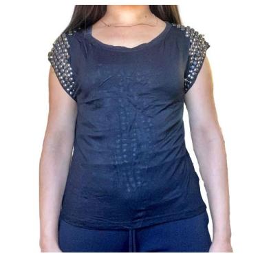 Imagem de Camisa Feminino Elegante Detalhes Manga Curta C/ Pedras 3002 - Show st