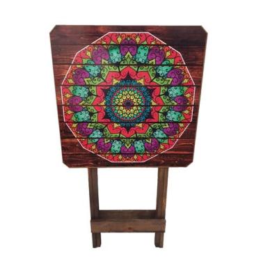 Imagem de Mesa Dobrável Bistrô Mandala Varanda Madeira Adesivada - Dr Decorações