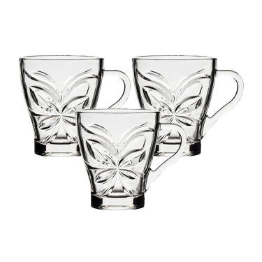 Imagem de Jogo C/ 3 Canecas de Vidro Windsor Xícara Borboleta 280ml P/ Café e Chá