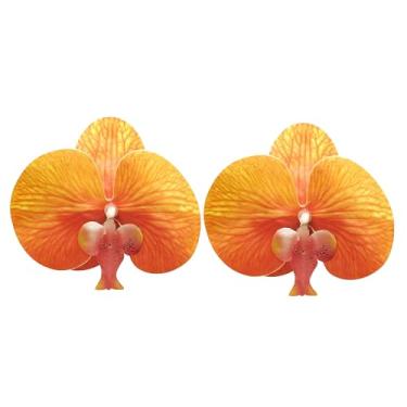 Imagem de Brincos de flores grandes para mulheres, brincos de flores artificiais, brincos de orquídea borboleta grande boêmia, brincos grandes de orquídea Phalaenopsis elegante para mulheres, onesize, Zinco