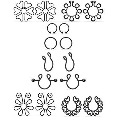 Imagem de Jenxnjsjo Anéis de Mamilo Falsos, Protetores de Mamilo, 16 Peças, 8 Estilos, Aço Cirúrgico e Estanho, Clipe, Joalheria, Feminino