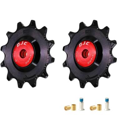 Imagem de DJC 12s Roda de rolamento de cerâmica para bicicleta, 2 peças de tensão para força rival AXS eTap T-Type Di2 11T 12T 13T 14T MTB Road Bike Derailleur traseiro para Shimano para Sram (vermelho 2 peças