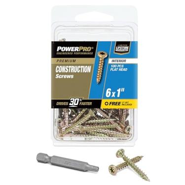 Imagem de Power Pro 42643 Parafusos de madeira, amarelo, 100 peças