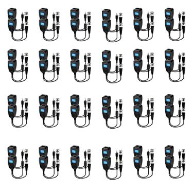 Imagem de Fanbalunke Conectores de balun de vídeo passivo 24 pares de baluns de vídeo passivos com conector de alimentação HD bnc para rj45 bnc para ethernet transmissor adaptador BNC torcido para sistema de