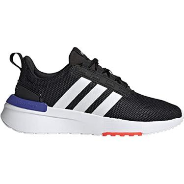 Imagem de adidas Originals Tênis de corrida infantil unissex Fortarun Ac, Preto/Branco/Tinta Sônica, 17