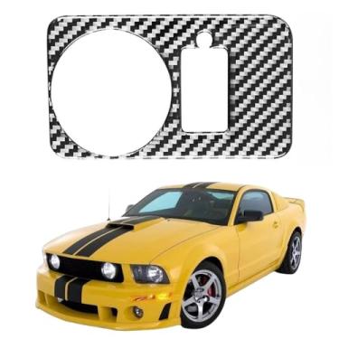 Imagem de IKUESM compatível com acessórios Ford Mustang 2005-2009 GT S197 Interruptor do farol do carro interior em fibra de carbono Adesivo de acabamento do volante esquerdo direito((BLACK) C)