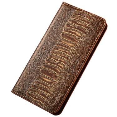 Imagem de HAO RIYLN Capa carteira para Samsung Galaxy S25 Ultra/S25 Plus/S25, capa flip magnética à prova de choque com suporte para cartão, capa de couro legítimo, marrom, S25 Ultra