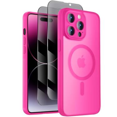 Imagem de Symcele Capa projetada para iPhone 14 Pro Max, compatível com MagSafe, com protetores de tela de privacidade X2, [proteção da câmera] [proteção contra quedas militares] capa de telefone à prova de