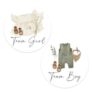 Imagem de JarThenaAMCS 100 peças de adesivo de papel revelador de gênero para roupas de bebê, adesivo autoadesivo para meninos ou meninas para chá de bebê, suprimentos de festa, 5 cm